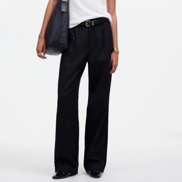 Madewell Petite Slouchy Straight Pant Drapey Twill Black Size 00P NWT - Picture 1 of 9